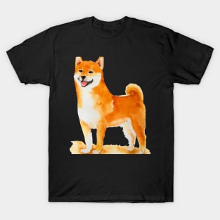 Shiba Inu Watercolor Painting - Dog Lover Gifts T-Shirt